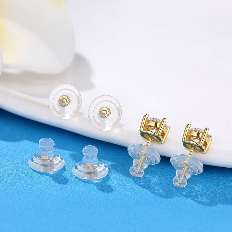 Moconar Gold Locking Secure Earring Backs for Studs, Hypoallergenic Silicone Replacements, No-Irritate (8 PCS) - Image 2